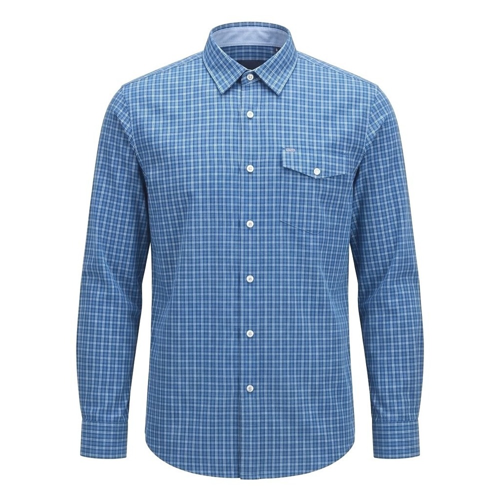 Criquet Mens Blue Plaid Western Pearl Snap Performance Shirt Large - CJ - Picture 7 of 8